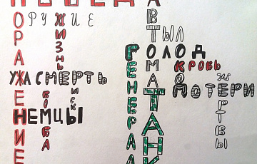 Коровкина Светлана, 10 лет. Шрифтовая композиция "Помни ужасы войны!"